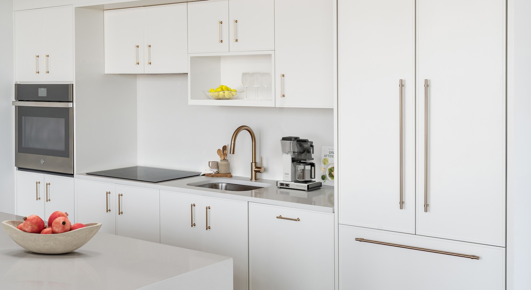 Kitchen with panelized refrigerator 