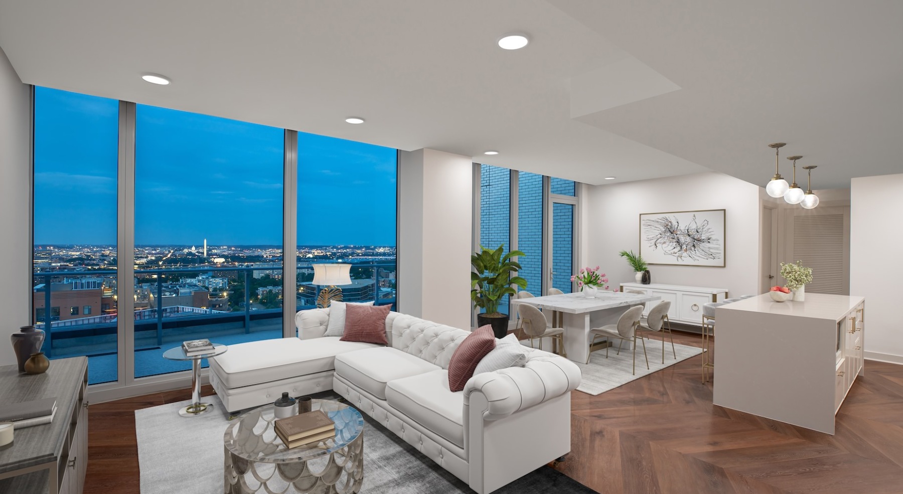 Open concept living and dining room