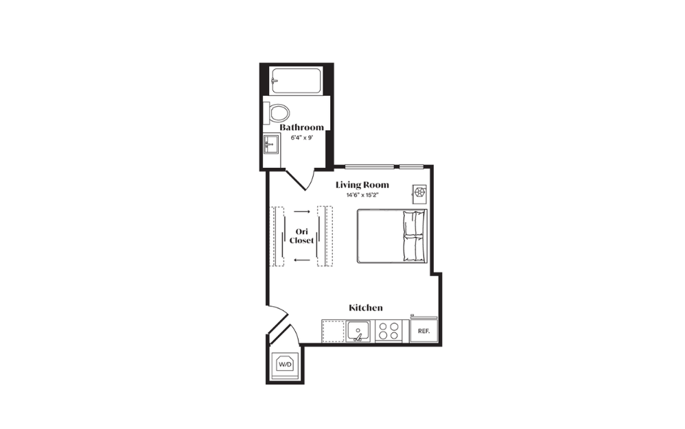 S1 - Studio floorplan layout with 1 bath and 333 square feet. (Preview)
