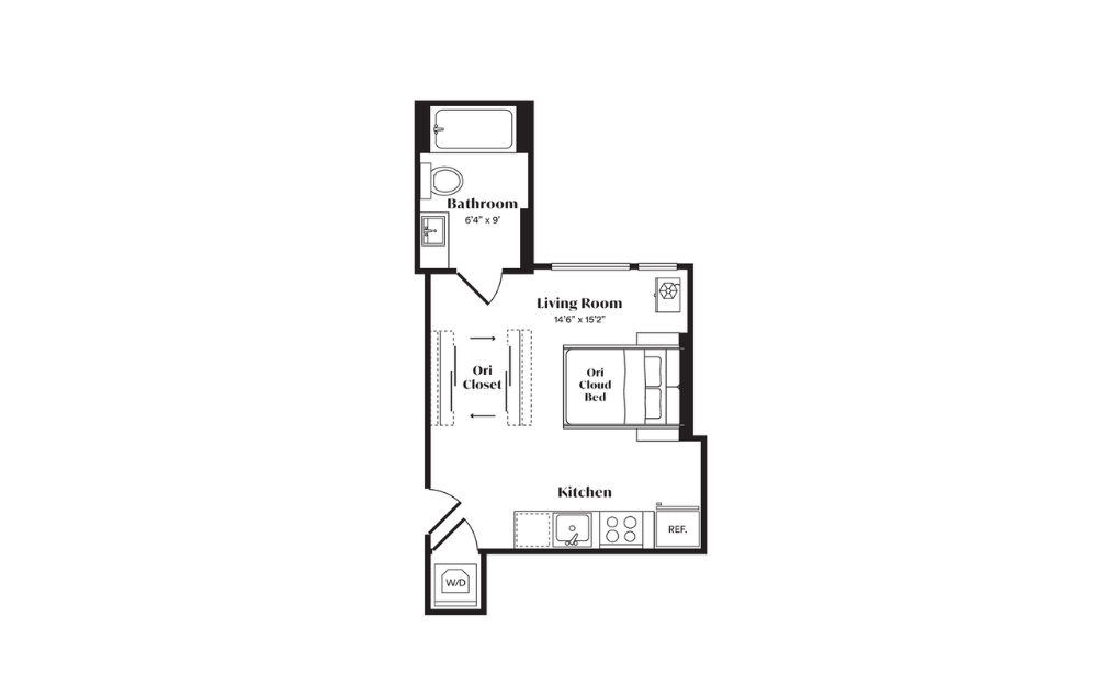 S1.1 - Studio floorplan layout with 1 bath and 333 square feet. (Preview)