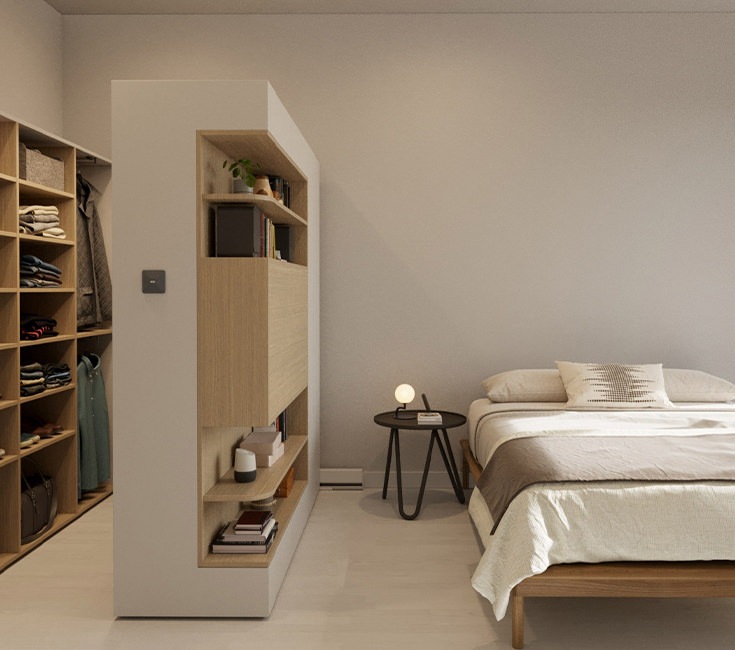 bedroom with bed and storage 